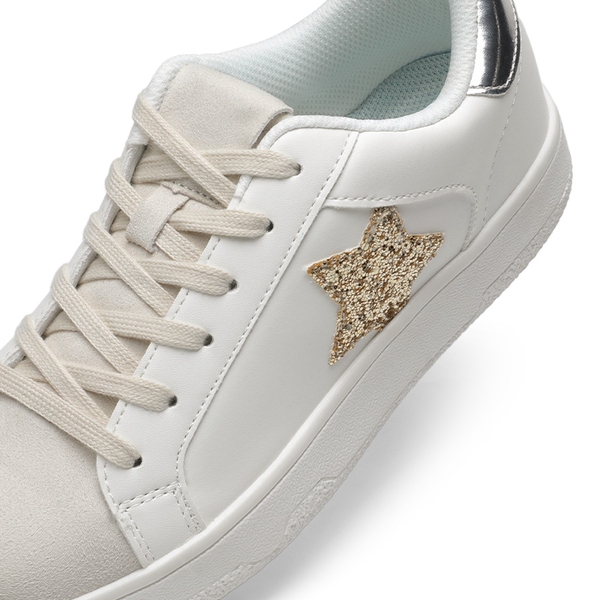 [Bree] Star Low-top Fashion Sneakers - WHITE/GOLD - 7